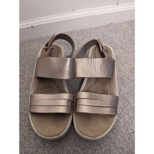 Bionico Women's Slingback Leather Strappy Sandals Gray Size 11M